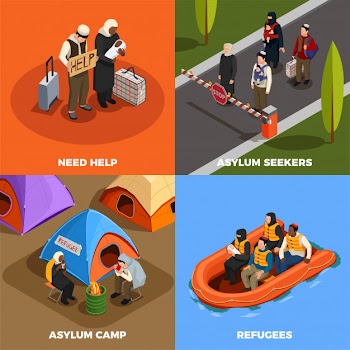 Stateless refugees asylum illustration Free Vector