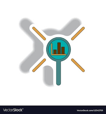 Statistic bar graph under magnifier vector image
