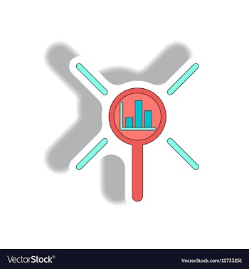 Statistic bar graph under magnifier vector image