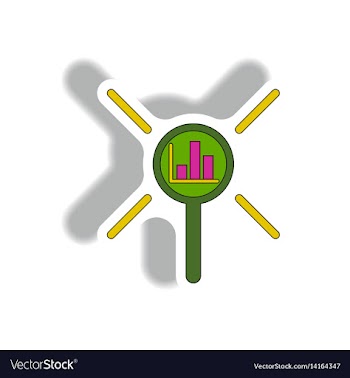 Statistic bar graph under magnifier vector image