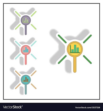 Statistic bar graph under magnifier vector image
