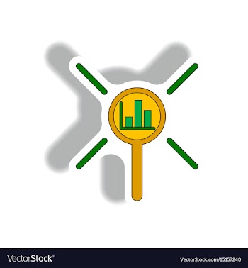 Statistic bar graph under magnifier vector image
