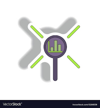 Statistic bar graph under magnifier vector image