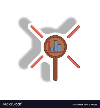 Statistic bar graph under magnifier vector image
