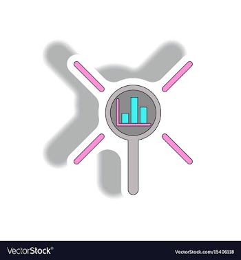 Statistic bar graph under magnifier vector image