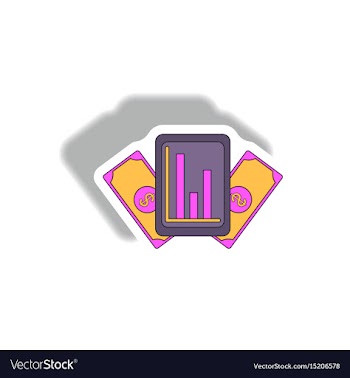 Statistical bar graph on gadget vector image