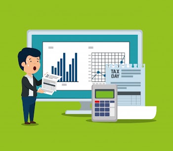 Statistics bar with invoice document and dataphone Free Vector