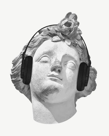 Statue listening to music collage | Free PSD - rawpixel