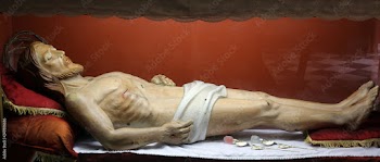 Statue of Jesus Christ in the tomb in the Church of the Holy Sacrament in Portoferraio, Elba, Italy
