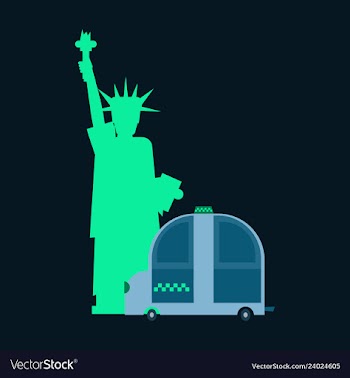 Statue of liberty and taxi new york landmark vector image