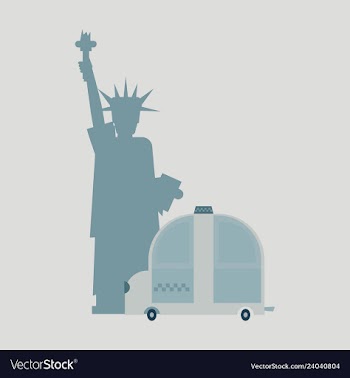 Statue of liberty and taxi new york landmark vector image