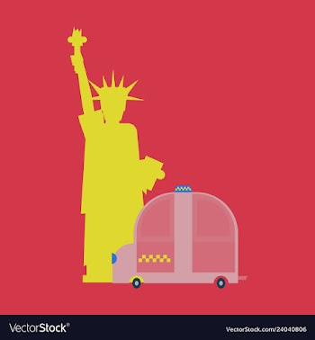 Statue of liberty and taxi new york landmark vector image