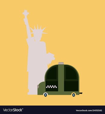 Statue of liberty and taxi new york landmark vector image