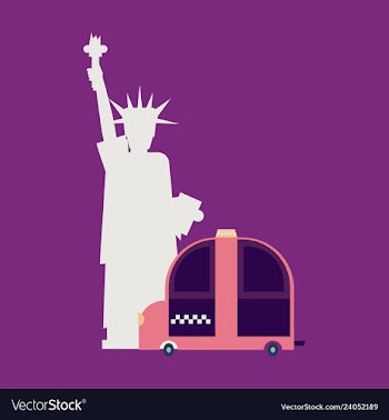 Statue of liberty and taxi new york landmark vector image