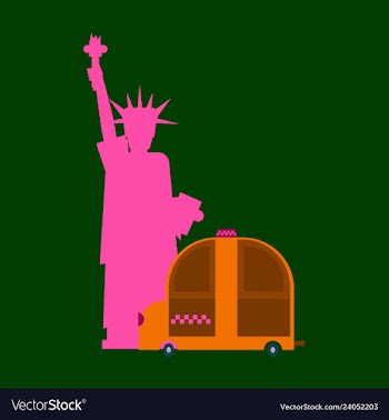 Statue of liberty and taxi new york landmark vector image