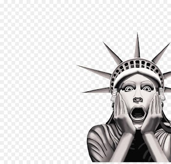Statue of Liberty Cartoon - Only the goddess surprised 