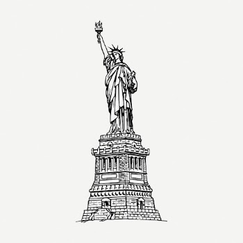 Statue of Liberty drawing, tourist | Free PSD - rawpixel