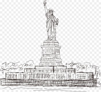 Statue of Liberty Eiffel Tower Landmark - American Statue of Liberty vector artwork 