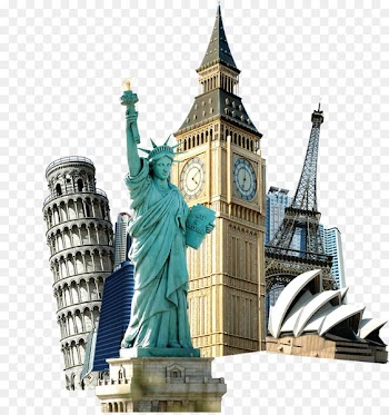Statue of Liberty Eiffel Tower Travel Tourism - World landmarks buckle creative HD Free 
