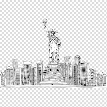Statue of Liberty Eiffel Tower Zazzle , Black & White Statue of Liberty transparent background PNG clipart