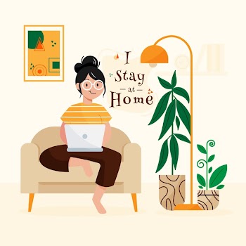 Stay at home concept Free Vector