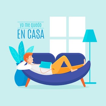 Stay at home illustrated theme Free Vector
