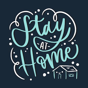 Stay at home lettering concept Free Vector