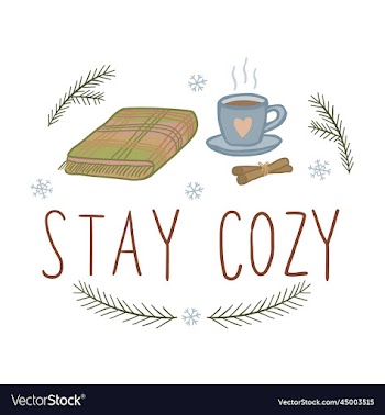 stay cozy with hand drawn lettering with a cup and