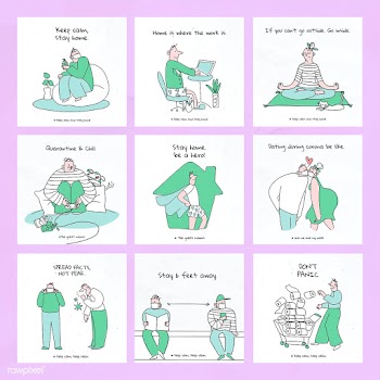 Stay home and save yourself from coronavirus pandemic character set ve.. | Free  vector - 2303042