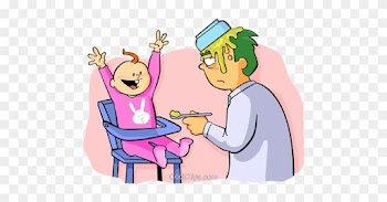 Stay-home Dad Royalty Free Vector Clip Art Illustration - Feeding Baby Clip Art