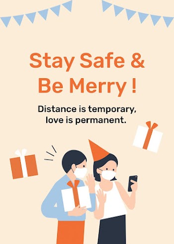 Stay safe & be merry vector template new normal celebration
