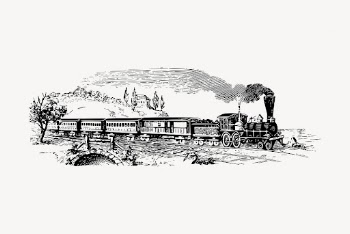 Steam locomotive hand drawn clipart, | Free Vector - rawpixel