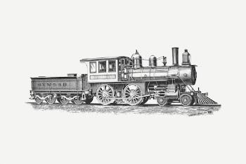 Steam locomotive, transportation clipart psd. | Free PSD Illustration - rawpixel