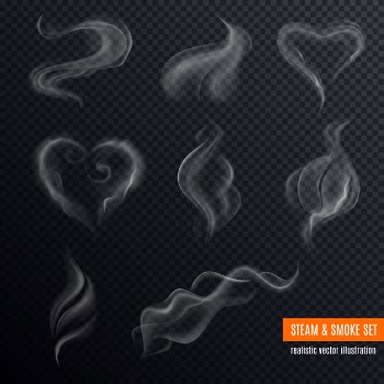 Steam smoke realistic set Free Vector