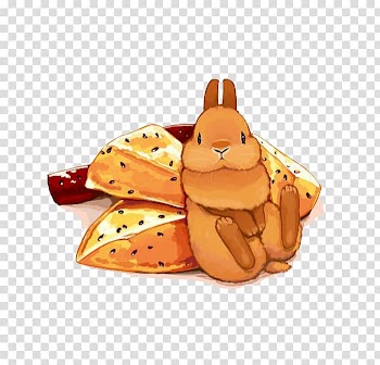 Steamed bread Food Illustration, Rabbit leaning on steamed bread transparent background PNG clipart