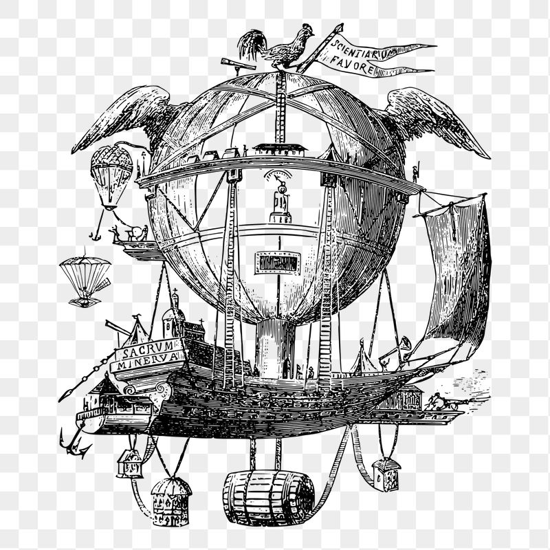 Steampunk airship png sticker illustration, | Free PNG - rawpixel