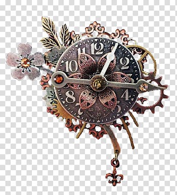Steampunk Clocks  s, gold-colored frame transparent background PNG clipart