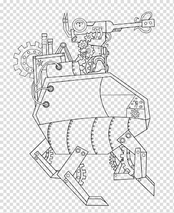 Steampunk Walker Line-art transparent background PNG clipart