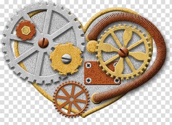 Steampunked Scrap Kit Freebie, brown and gray heart mechanical illustration transparent background PNG clipart