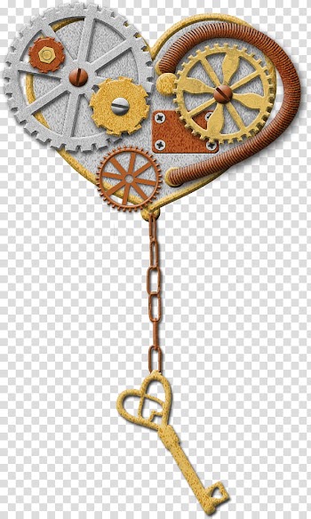 Steampunked Scrap Kit Freebie, yellow and gray heart mechanical illustration transparent background PNG clipart