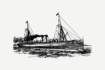 Steamship clipart, Industrial era illustration | Free PSD Illustration - rawpixel