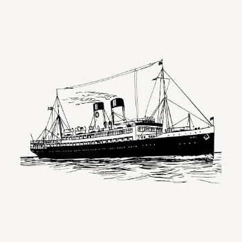 Steamship drawing, vintage vehicle illustration | Free Vector - rawpixel
