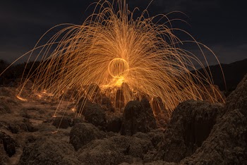 Steel Wool Photography of Brown Rock Formations