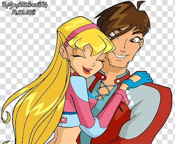 Stella and Brandon, woman hugging man anime characters transparent background PNG clipart