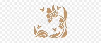 Stencil Deco Floral 014 Flor Y 4 Mariposas - Border Clip Art