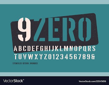  					Stenciled bold weight decorative rounded san serif vector image														