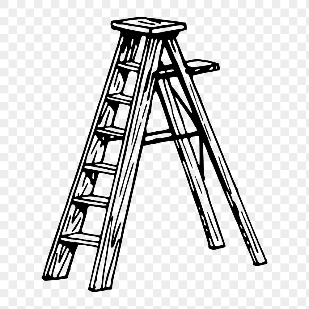 Stepladder png sticker, vintage object | Free PNG - rawpixel