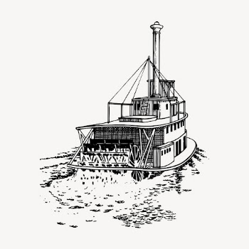 Sternwheeler ship clipart, vintage tourist | Free Vector - rawpixel