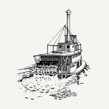 Sternwheeler ship drawing, tourist vehicle | Free PSD - rawpixel