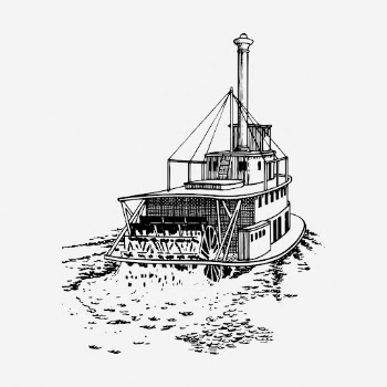 Sternwheeler ship drawing, vintage tourist | Free Photo - rawpixel